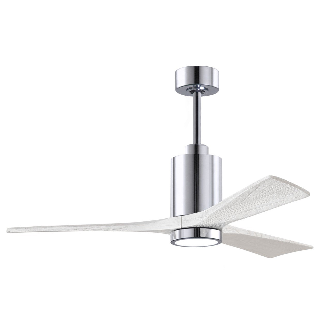 Matthews Fan Company Atlas Patricia-3 52" Polished Chrome Ceiling Fan With Solid Wood Blade In Matte White Finish