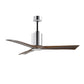 Matthews Fan Company Atlas Patricia-3 52" Polished Chrome Ceiling Fan With Solid Wood Blade In Walnut Tone Finish