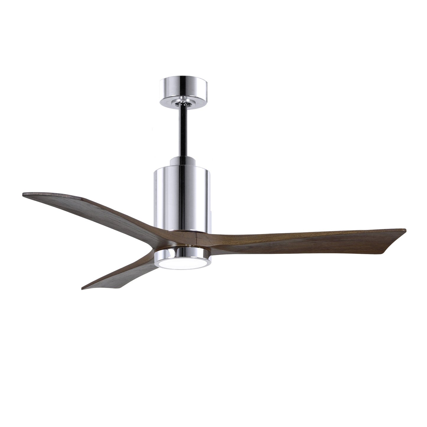 Matthews Fan Company Atlas Patricia-3 52" Polished Chrome Ceiling Fan With Solid Wood Blade In Walnut Tone Finish