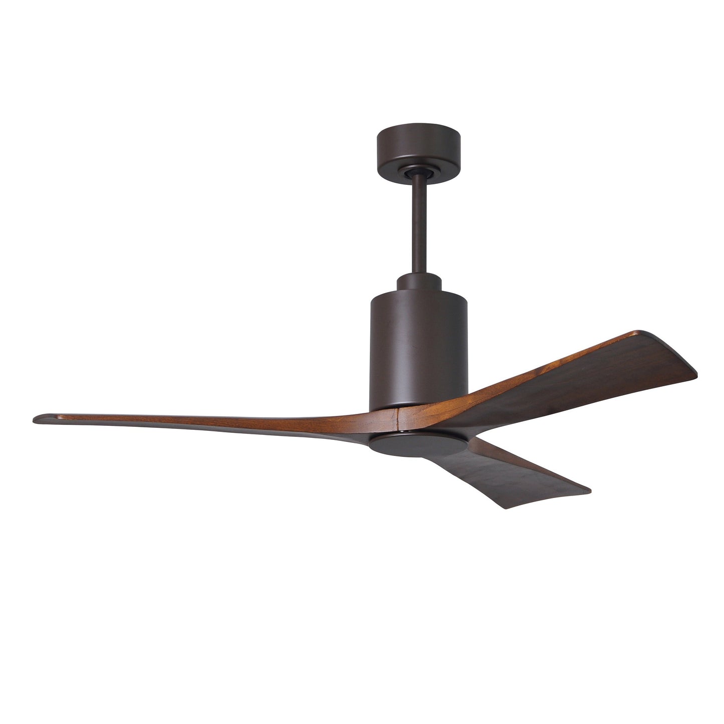 Matthews Fan Company Atlas Patricia-3 52" Textured Bronze Ceiling Fan With Solid Wood Blade In Walnut Tone Finish