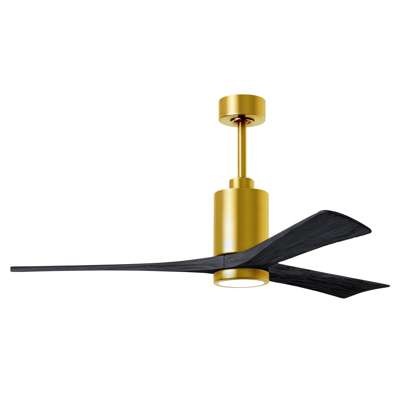 Matthews Fan Company Atlas Patricia-3 60" Brushed Brass Ceiling Fan With Solid Wood Blade In Matte Black Finish