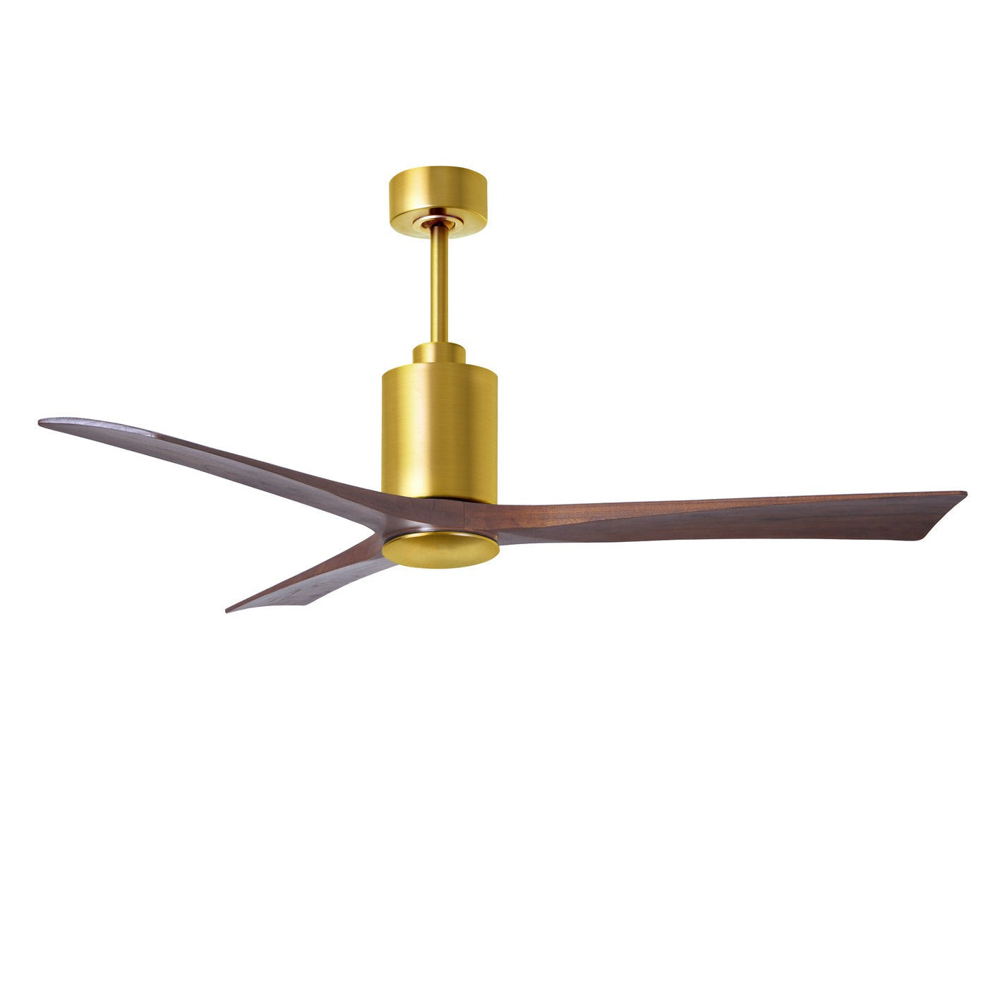 Matthews Fan Company Atlas Patricia-3 60" Brushed Brass Ceiling Fan With Solid Wood Blade In Walnut Tone Finish