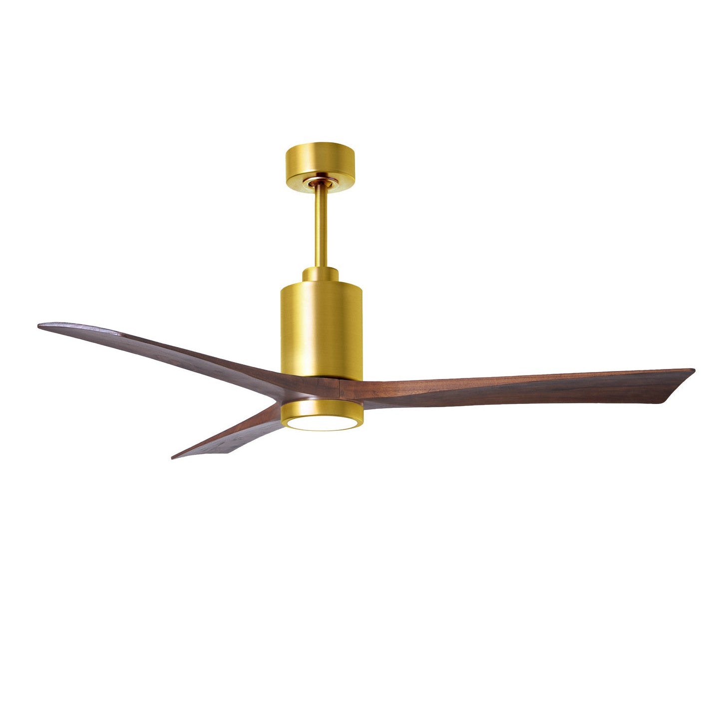 Matthews Fan Company Atlas Patricia-3 60" Brushed Brass Ceiling Fan With Solid Wood Blade In Walnut Tone Finish