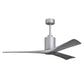 Matthews Fan Company Atlas Patricia-3 60" Brushed Nickel Ceiling Fan With Solid Wood Blade In Barnwood Tone Finish