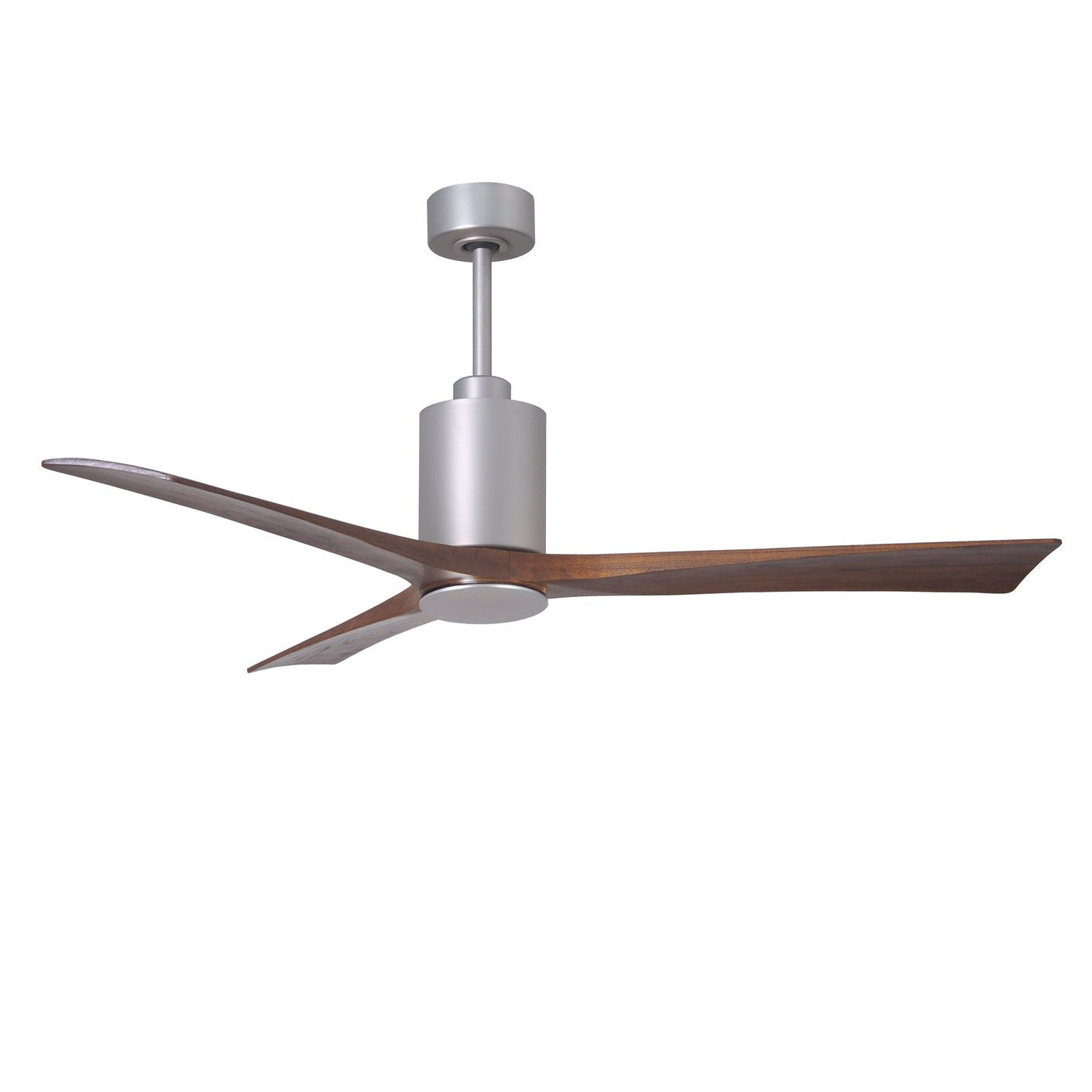 Matthews Fan Company Atlas Patricia-3 60" Brushed Nickel Ceiling Fan With Solid Wood Blade In Walnut Tone Finish