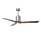 Matthews Fan Company Atlas Patricia-3 60" Brushed Nickel Ceiling Fan With Solid Wood Blade In Walnut Tone Finish