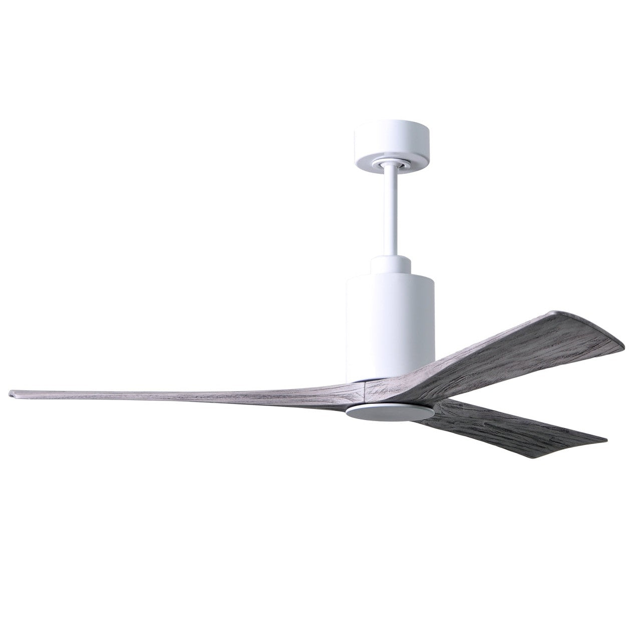 Matthews Fan Company Atlas Patricia-3 60" Gloss White Ceiling Fan With Solid Wood Blade In Barnwood Tone Finish