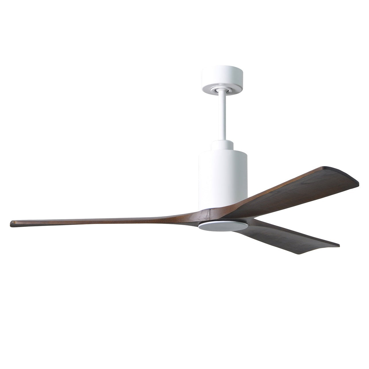 Matthews Fan Company Atlas Patricia-3 60" Gloss White Ceiling Fan With Solid Wood Blade In Walnut Tone Finish