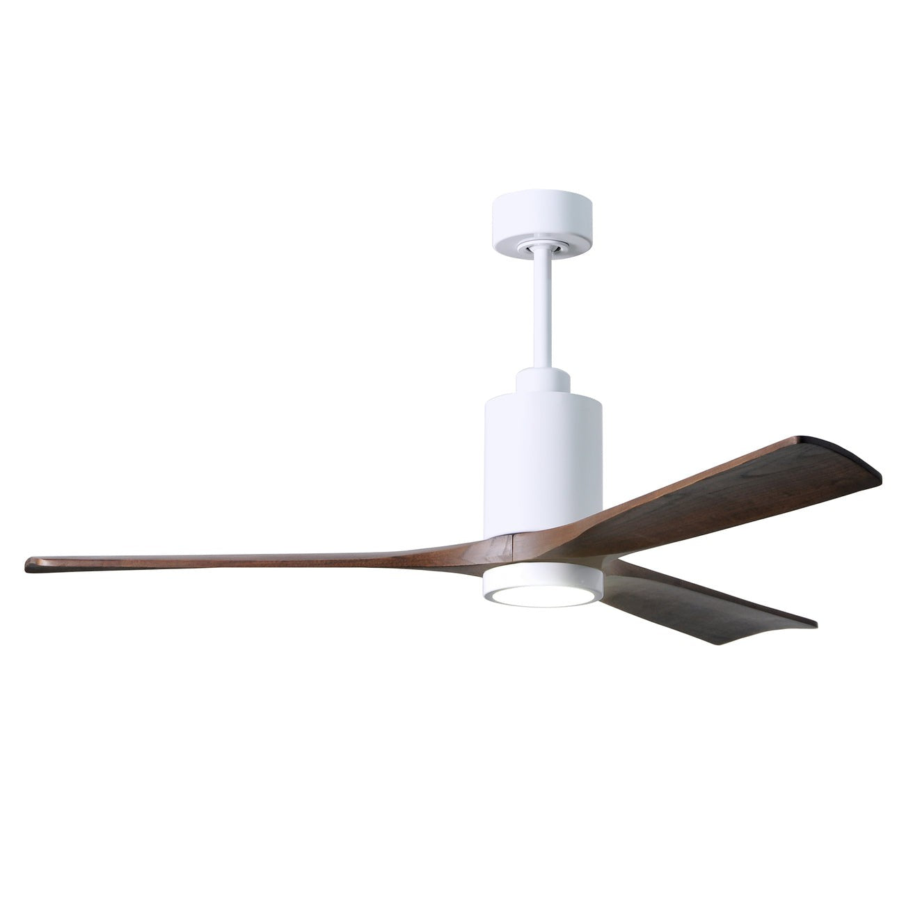 Matthews Fan Company Atlas Patricia-3 60" Gloss White Ceiling Fan With Solid Wood Blade In Walnut Tone Finish