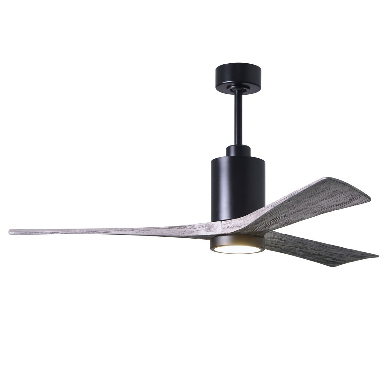 Matthews Fan Company Atlas Patricia-3 60" Matte Black Ceiling Fan With Solid Wood Blade In Barnwood Tone Finish