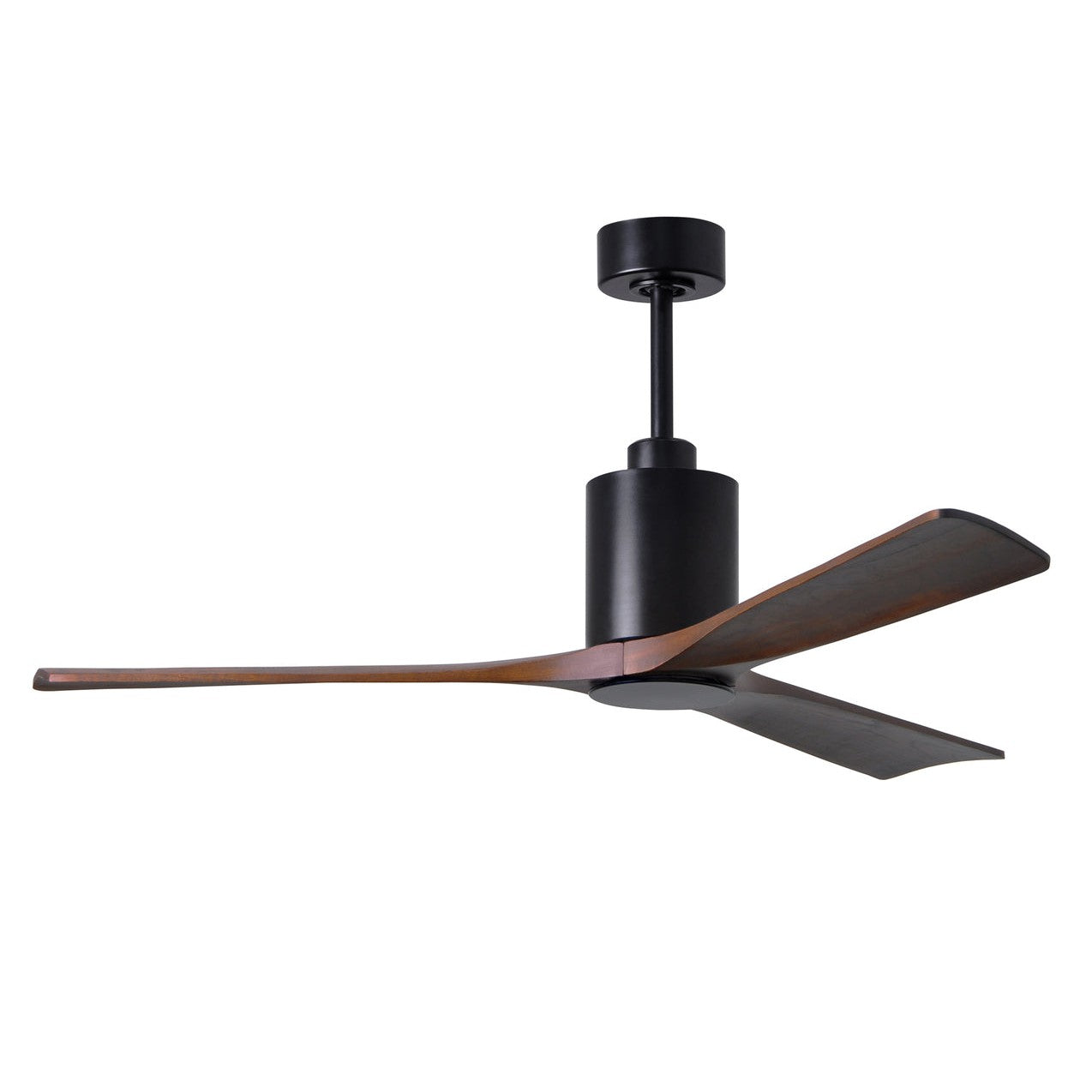 Matthews Fan Company Atlas Patricia-3 60" Matte Black Ceiling Fan With Solid Wood Blade In Walnut Tone Finish