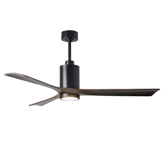 Matthews Fan Company Atlas Patricia-3 60" Matte Black Ceiling Fan With Solid Wood Blade In Walnut Tone Finish