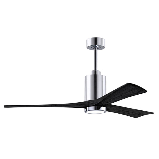 Matthews Fan Company Atlas Patricia-3 60" Polished Chrome Ceiling Fan With Solid Wood Blade In Matte Black Finish