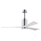 Matthews Fan Company Atlas Patricia-3 60" Polished Chrome Ceiling Fan With Solid Wood Blade In Matte White Finish