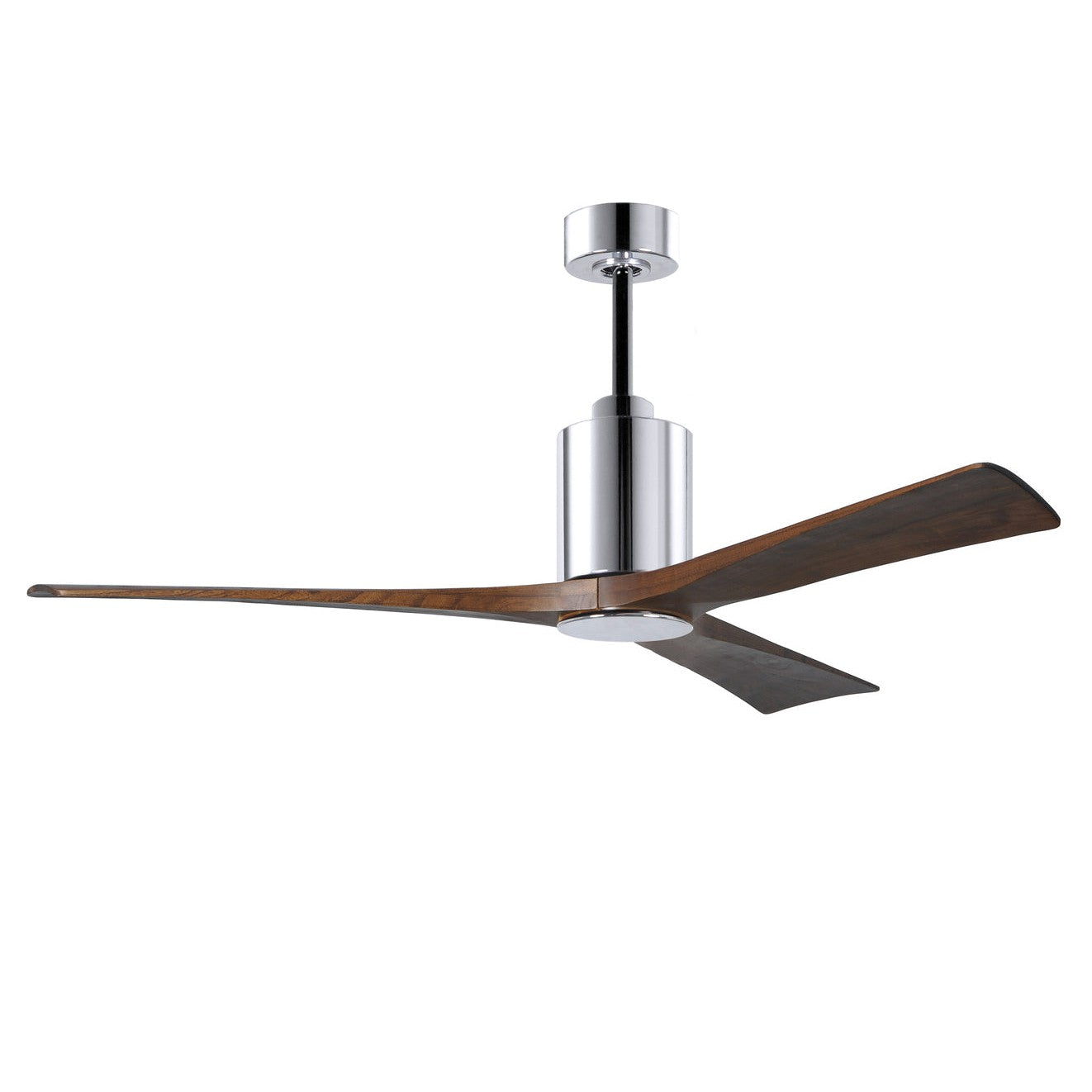 Matthews Fan Company Atlas Patricia-3 60" Polished Chrome Ceiling Fan With Solid Wood Blade In Walnut Tone Finish