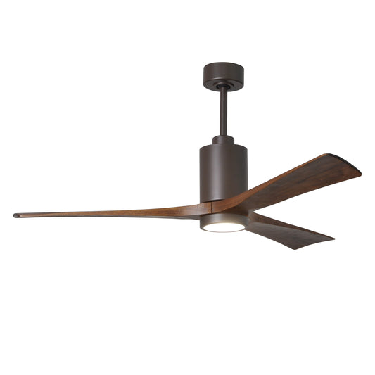 Matthews Fan Company Atlas Patricia-3 60" Textured Bronze Ceiling Fan With Solid Wood Blade In Walnut Tone Finish