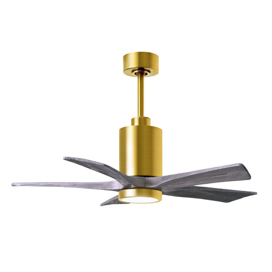 Matthews Fan Company Atlas Patricia-5 42" Brushed Brass Ceiling Fan With Solid Wood Blade In Barnwood Tone Finish