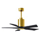 Matthews Fan Company Atlas Patricia-5 42" Brushed Brass Ceiling Fan With Solid Wood Blade In Matte Black Finish