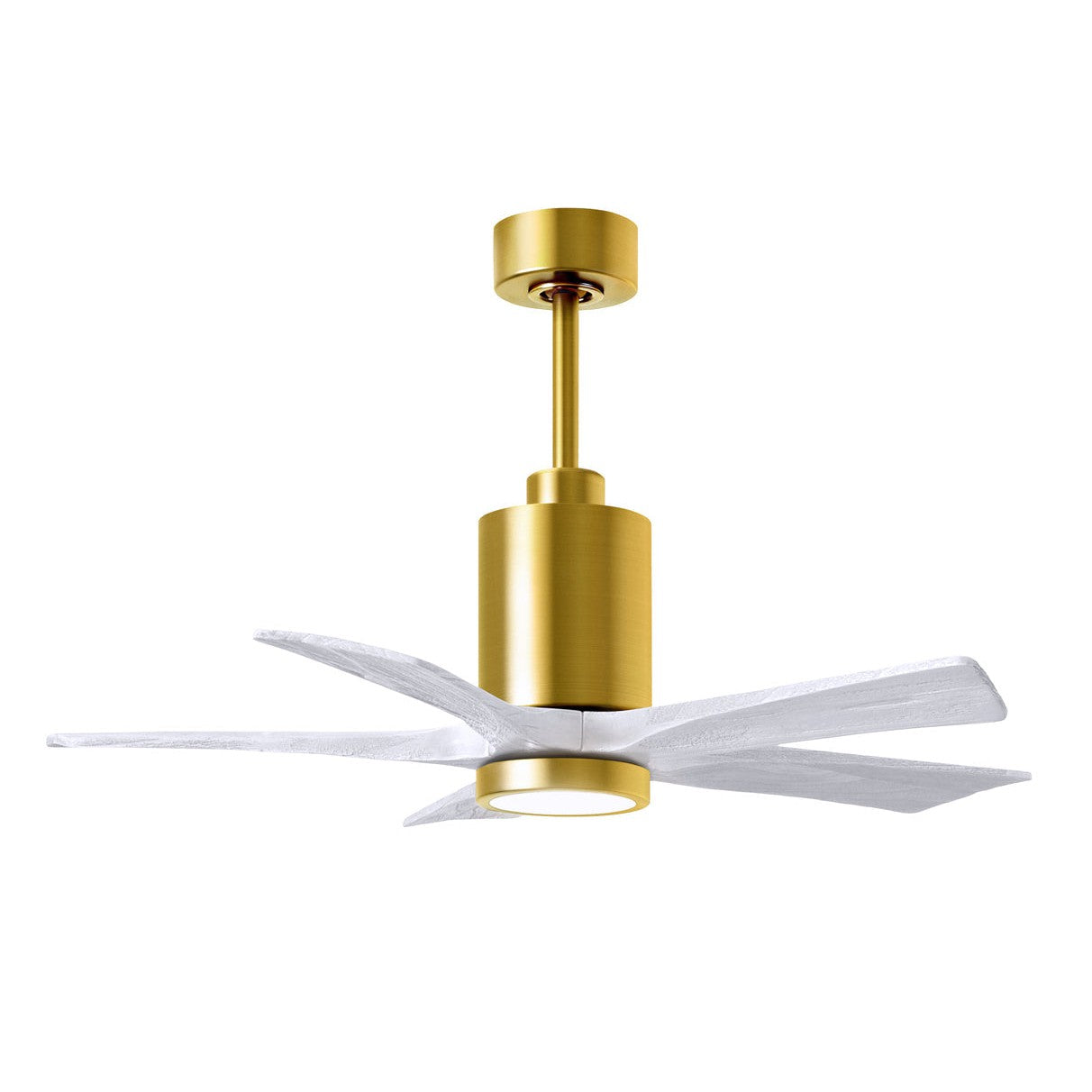 Matthews Fan Company Atlas Patricia-5 42" Brushed Brass Ceiling Fan With Solid Wood Blade In Matte White Finish