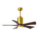 Matthews Fan Company Atlas Patricia-5 42" Brushed Brass Ceiling Fan With Solid Wood Blade In Walnut Tone Finish