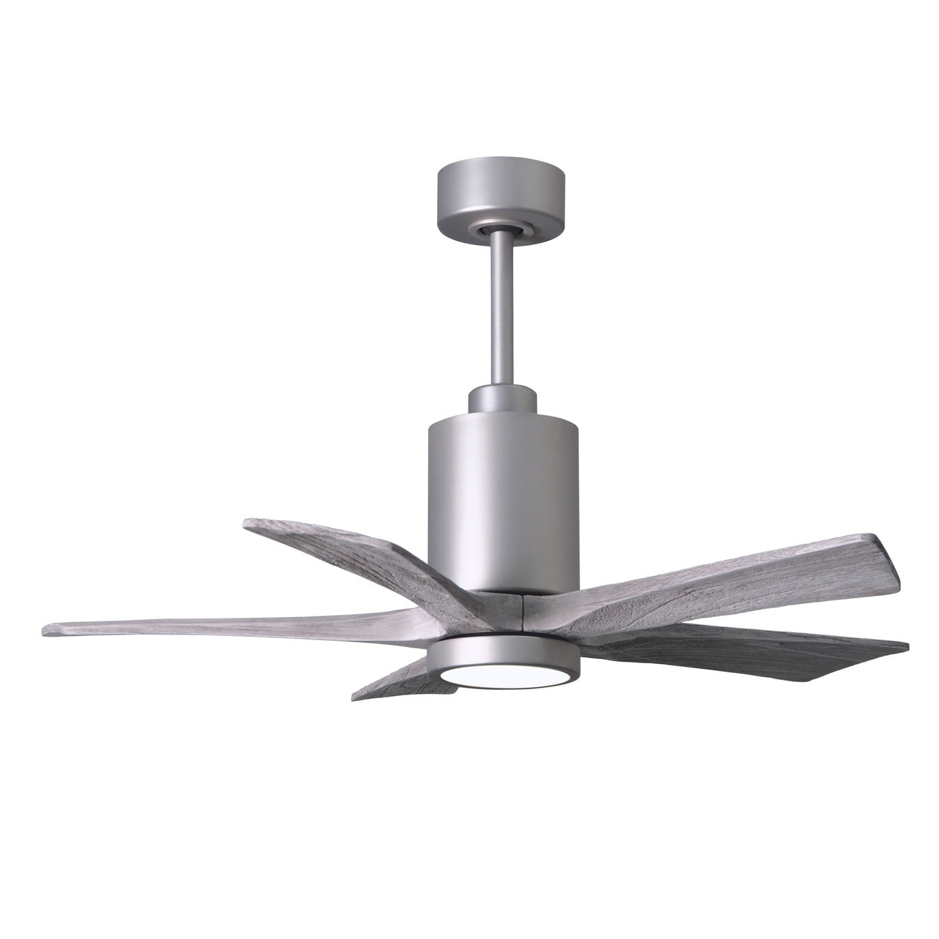 Matthews Fan Company Atlas Patricia-5 42" Brushed Nickel Ceiling Fan With Solid Wood Blade In Barnwood Tone Finish