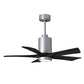 Matthews Fan Company Atlas Patricia-5 42" Brushed Nickel Ceiling Fan With Solid Wood Blade In Matte Black Finish