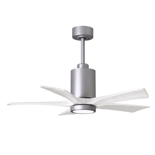 Matthews Fan Company Atlas Patricia-5 42" Brushed Nickel Ceiling Fan With Solid Wood Blade In Matte White Finish