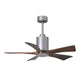 Matthews Fan Company Atlas Patricia-5 42" Brushed Nickel Ceiling Fan With Solid Wood Blade In Walnut Tone Finish