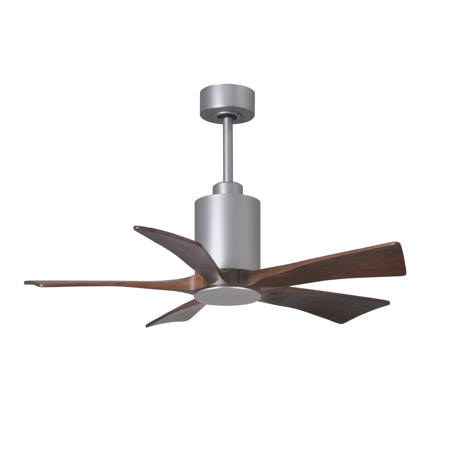 Matthews Fan Company Atlas Patricia-5 42" Brushed Nickel Ceiling Fan With Solid Wood Blade In Walnut Tone Finish