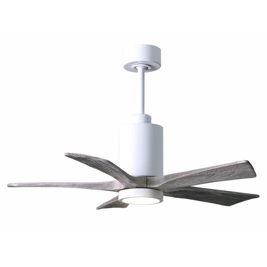 Matthews Fan Company Atlas Patricia-5 42" Gloss White Ceiling Fan With Solid Wood Blade In Barnwood Tone Finish