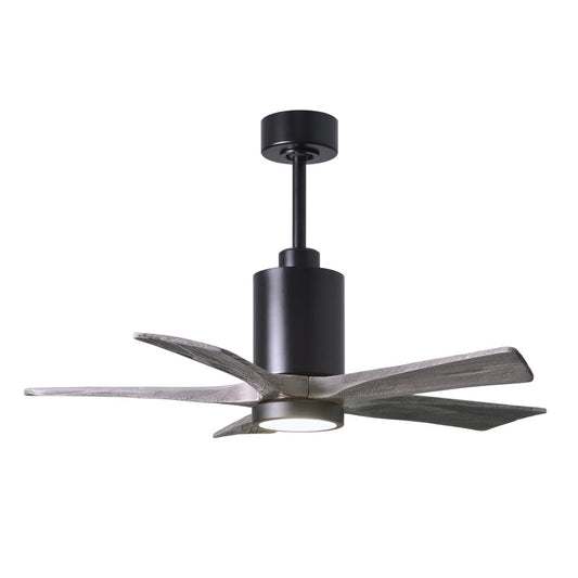 Matthews Fan Company Atlas Patricia-5 42" Matte Black Ceiling Fan With Solid Wood Blade In Barnwood Tone Finish