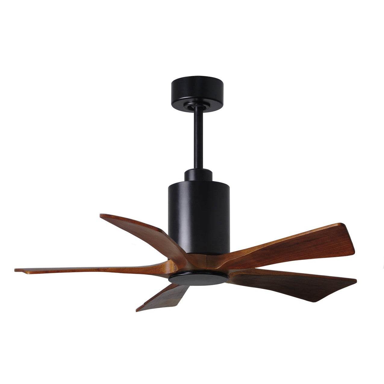 Matthews Fan Company Atlas Patricia-5 42" Matte Black Ceiling Fan With Solid Wood Blade In Walnut Tone Finish