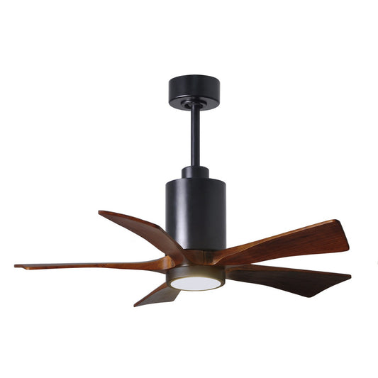 Matthews Fan Company Atlas Patricia-5 42" Matte Black Ceiling Fan With Solid Wood Blade In Walnut Tone Finish