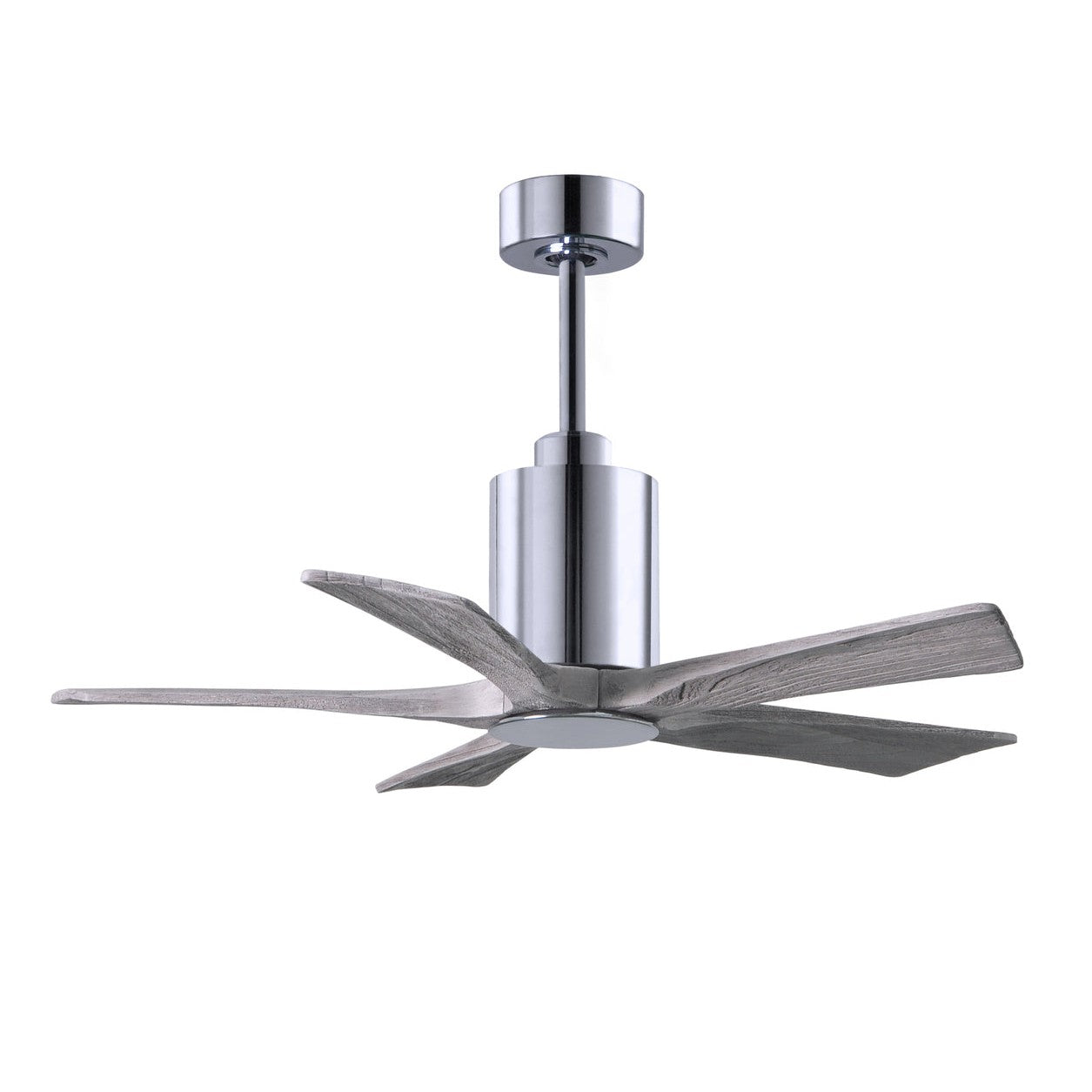 Matthews Fan Company Atlas Patricia-5 42" Polished Chrome Ceiling Fan With Solid Wood Blade In Barnwood Tone Finish