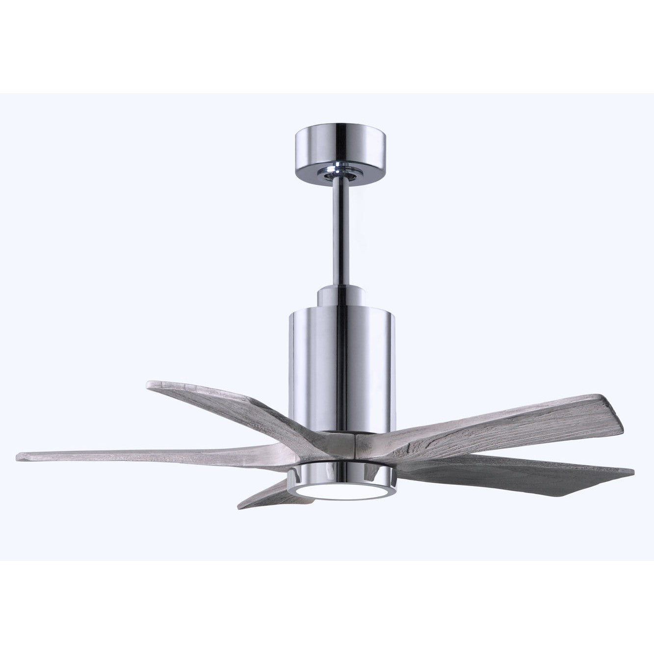 Matthews Fan Company Atlas Patricia-5 42" Polished Chrome Ceiling Fan With Solid Wood Blade In Barnwood Tone Finish