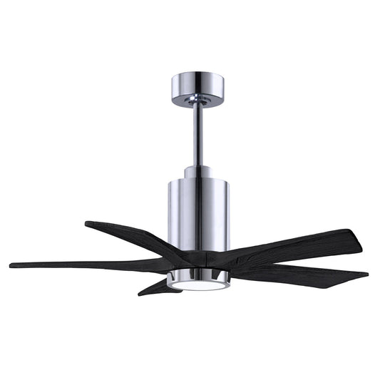 Matthews Fan Company Atlas Patricia-5 42" Polished Chrome Ceiling Fan With Solid Wood Blade In Matte Black Finish