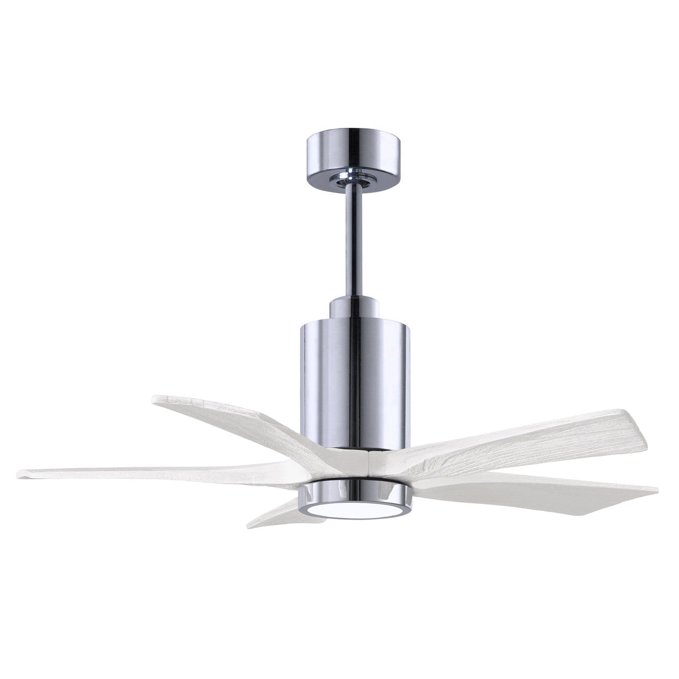 Matthews Fan Company Atlas Patricia-5 42" Polished Chrome Ceiling Fan With Solid Wood Blade In Matte White Finish