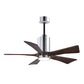 Matthews Fan Company Atlas Patricia-5 42" Polished Chrome Ceiling Fan With Solid Wood Blade In Walnut Tone Finish