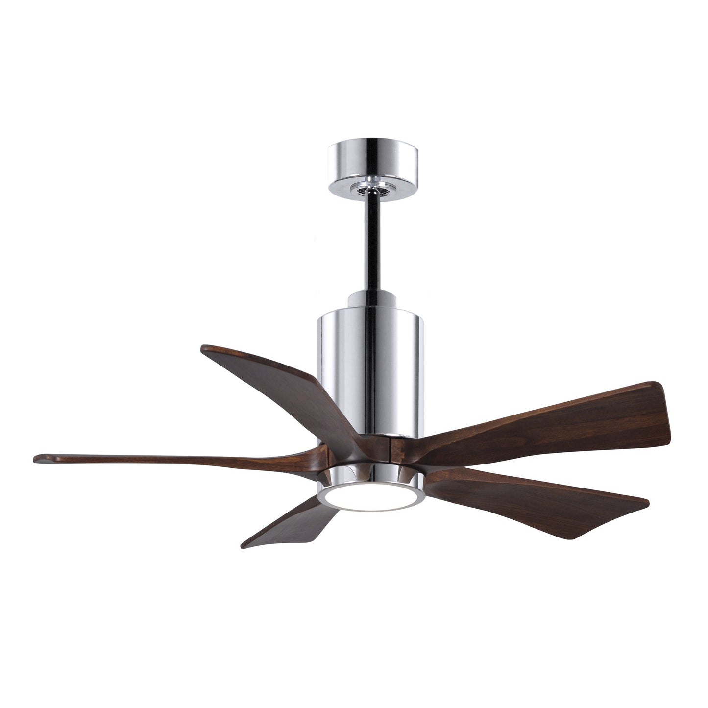 Matthews Fan Company Atlas Patricia-5 42" Polished Chrome Ceiling Fan With Solid Wood Blade In Walnut Tone Finish