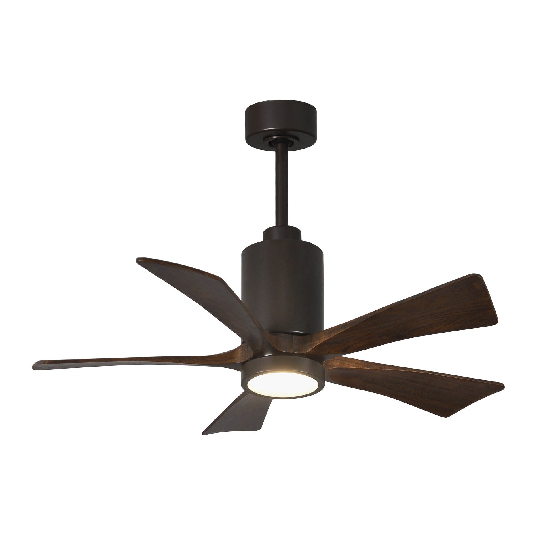 Matthews Fan Company Atlas Patricia-5 42" Textured Bronze Ceiling Fan With Solid Wood Blade In Walnut Tone Finish