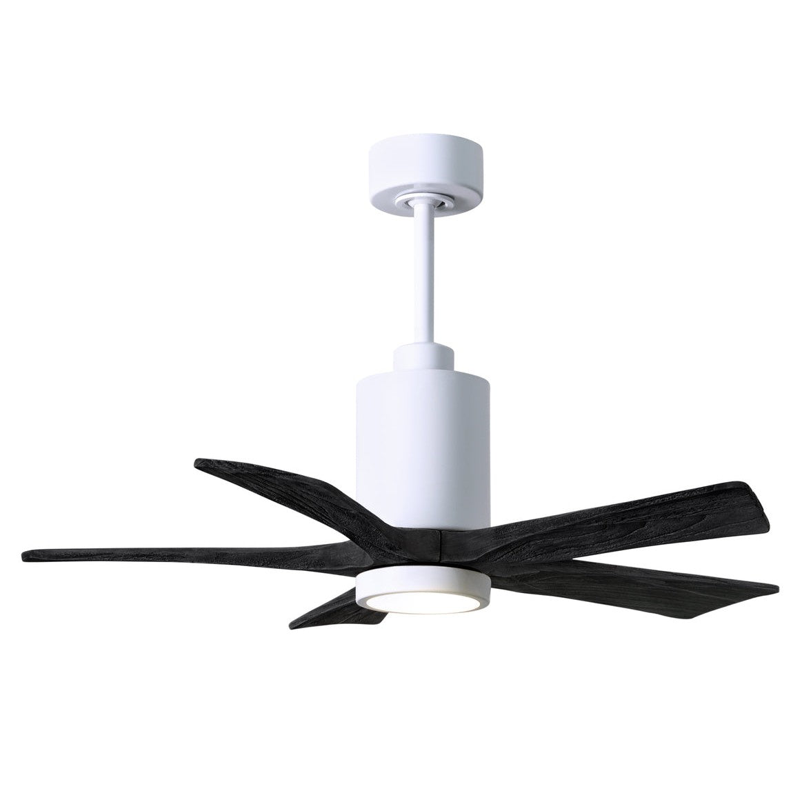 Matthews Fan Company Atlas Patricia-5 42" White Ceiling Fan With Solid Wood Blade In Matte Black Finish