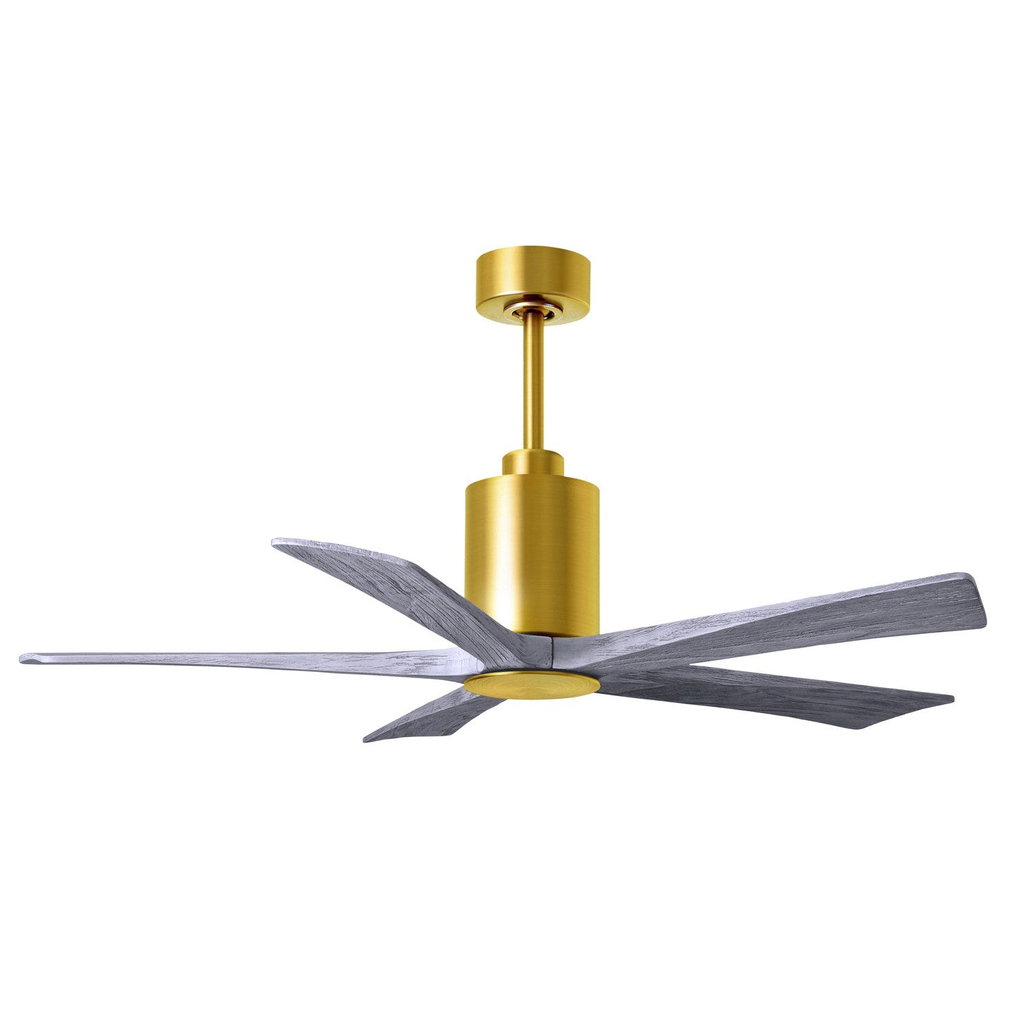 Matthews Fan Company Atlas Patricia-5 52" Brushed Brass Ceiling Fan With Solid Wood Blade In Barnwood Tone Finish