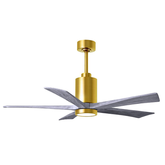 Matthews Fan Company Atlas Patricia-5 52" Brushed Brass Ceiling Fan With Solid Wood Blade In Barnwood Tone Finish