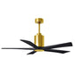 Matthews Fan Company Atlas Patricia-5 52" Brushed Brass Ceiling Fan With Solid Wood Blade In Matte Black Finish