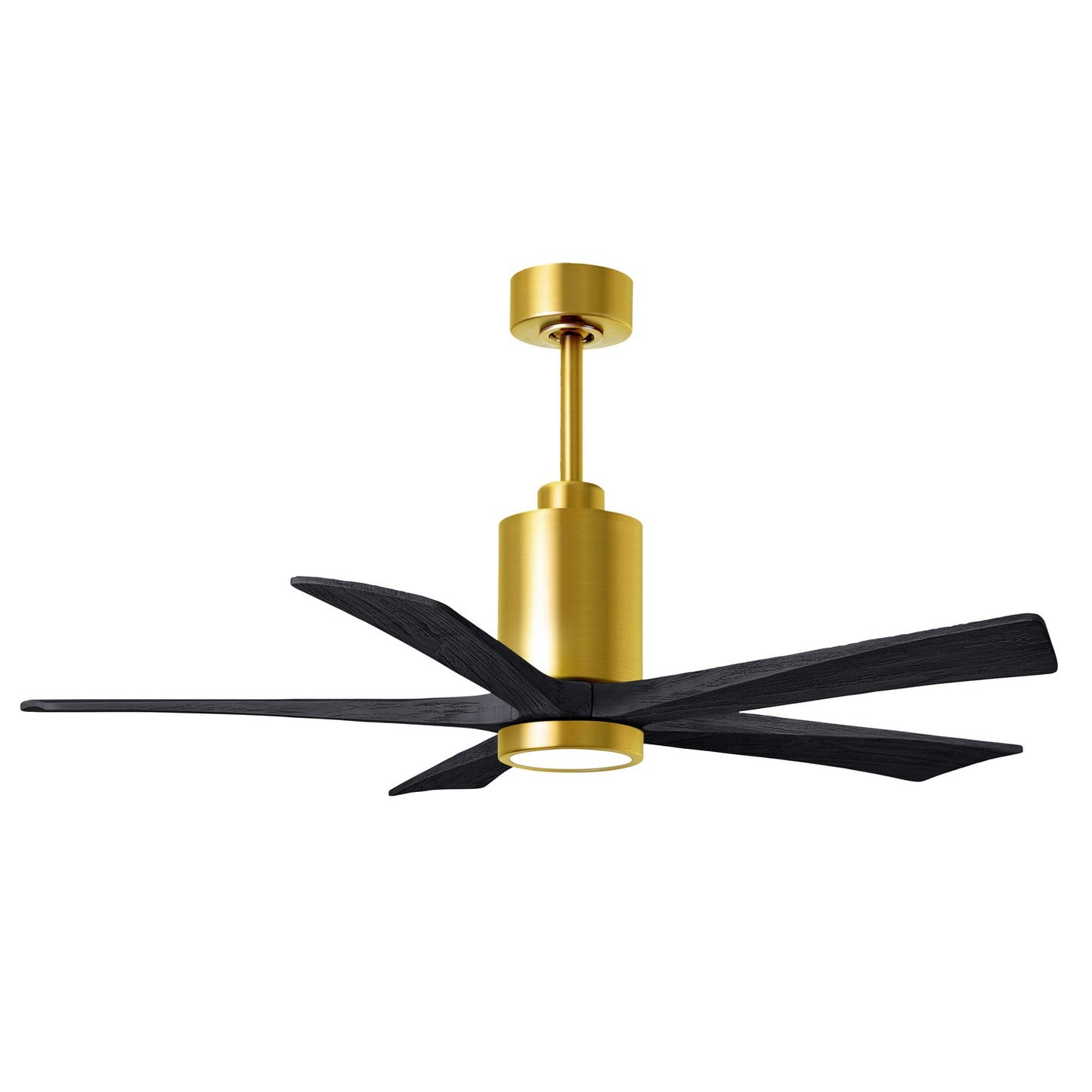 Matthews Fan Company Atlas Patricia-5 52" Brushed Brass Ceiling Fan With Solid Wood Blade In Matte Black Finish