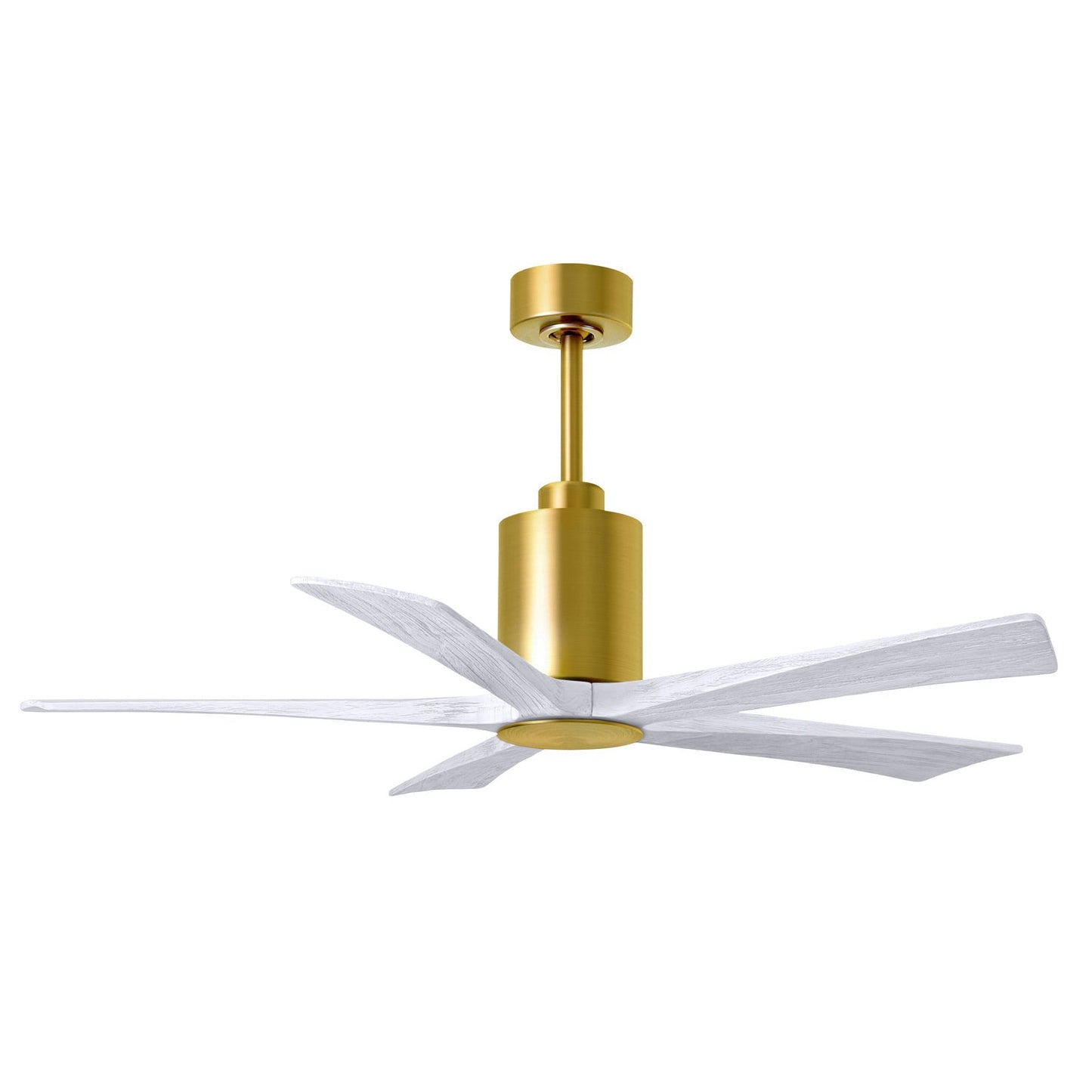 Matthews Fan Company Atlas Patricia-5 52" Brushed Brass Ceiling Fan With Solid Wood Blade In Matte White Finish