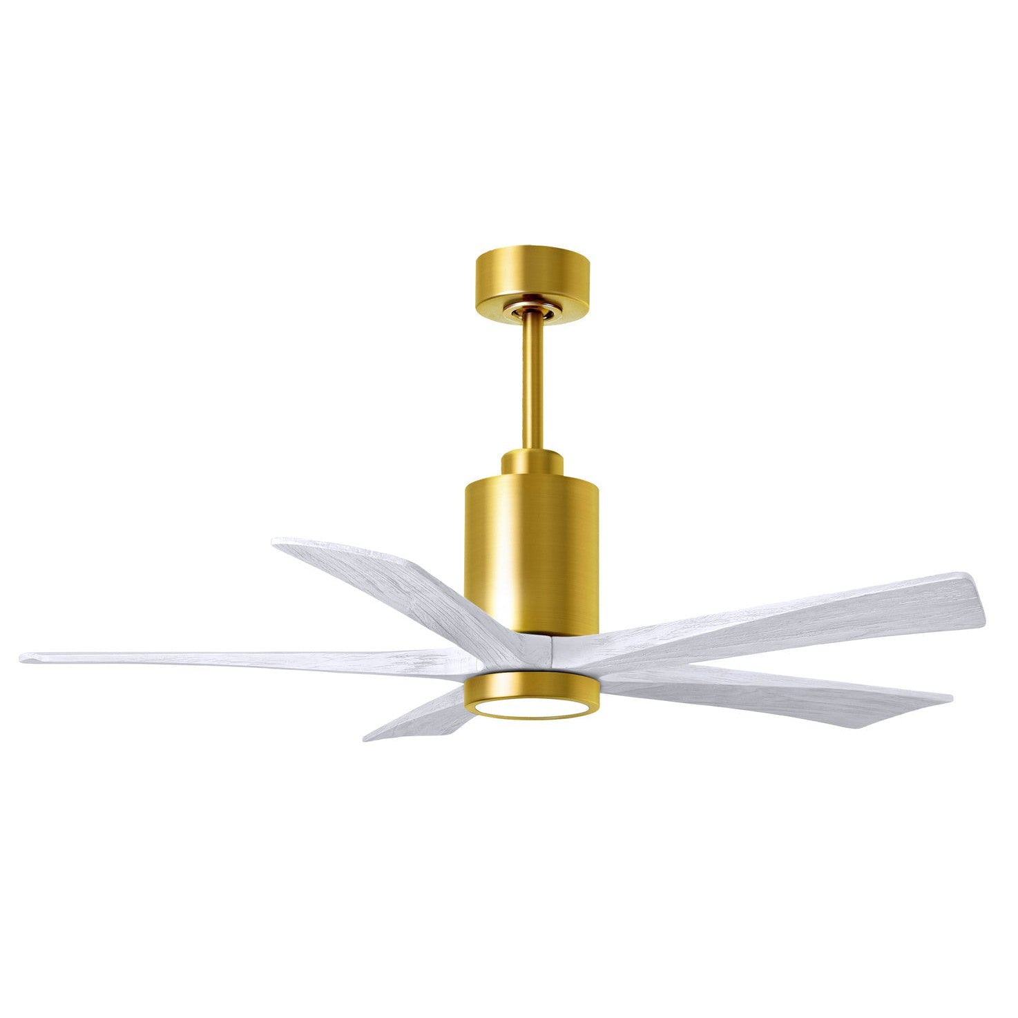 Matthews Fan Company Atlas Patricia-5 52" Brushed Brass Ceiling Fan With Solid Wood Blade In Matte White Finish