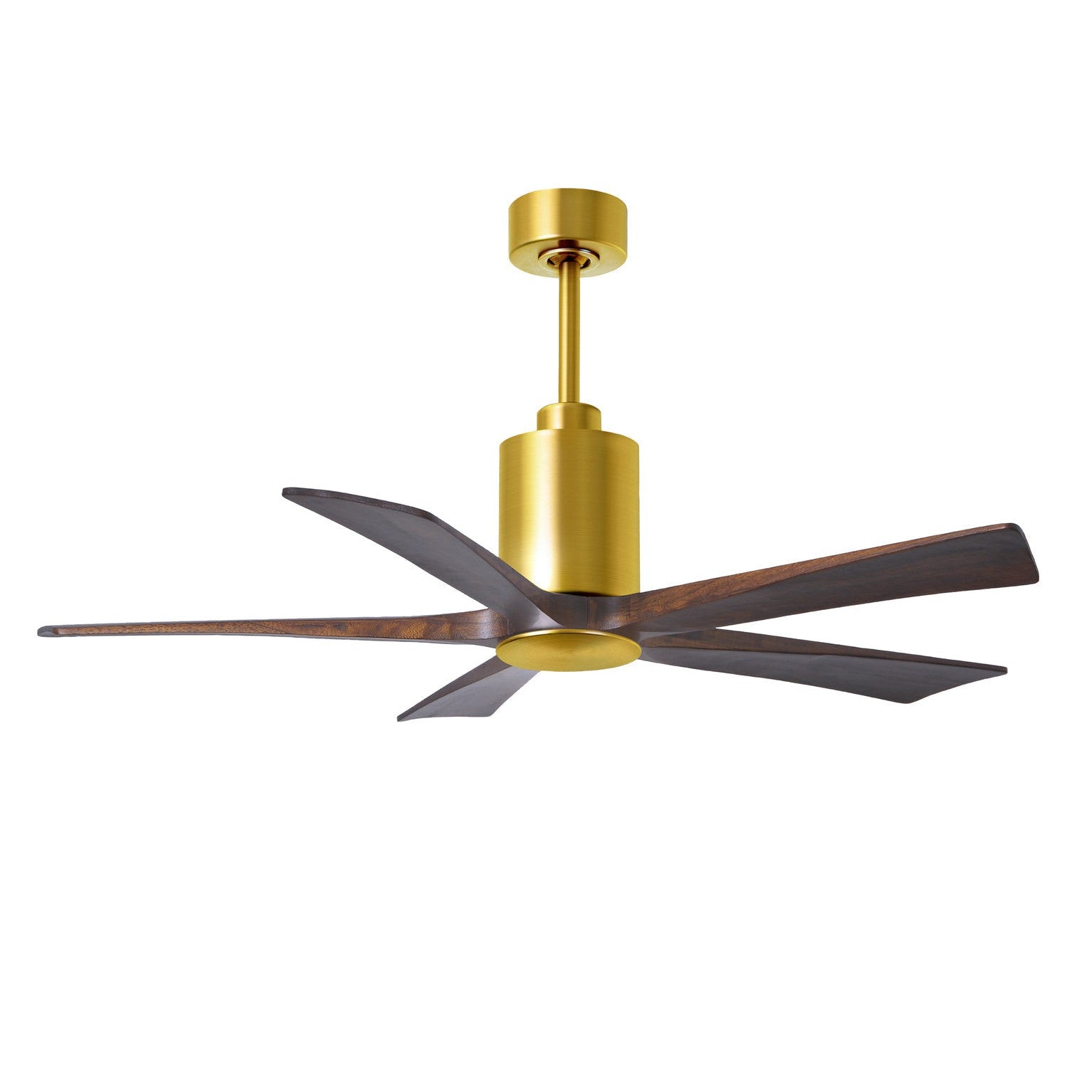 Matthews Fan Company Atlas Patricia-5 52" Brushed Brass Ceiling Fan With Solid Wood Blade In Walnut Tone Finish