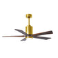 Matthews Fan Company Atlas Patricia-5 52" Brushed Brass Ceiling Fan With Solid Wood Blade In Walnut Tone Finish