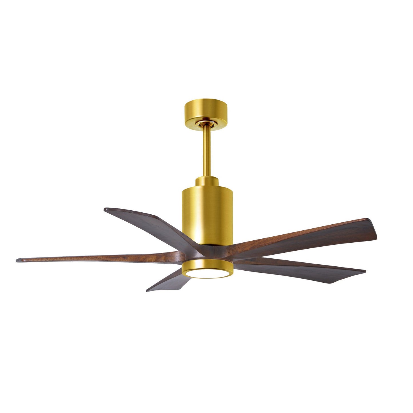 Matthews Fan Company Atlas Patricia-5 52" Brushed Brass Ceiling Fan With Solid Wood Blade In Walnut Tone Finish